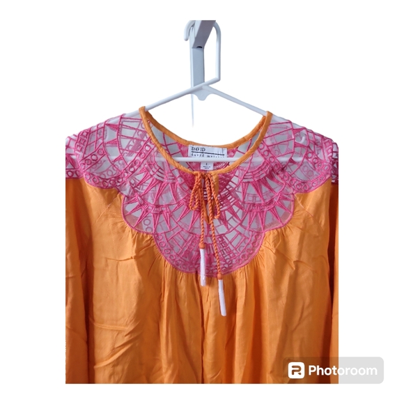 David Meister Long Sleeve Orange Top - Picture 4 of 5
